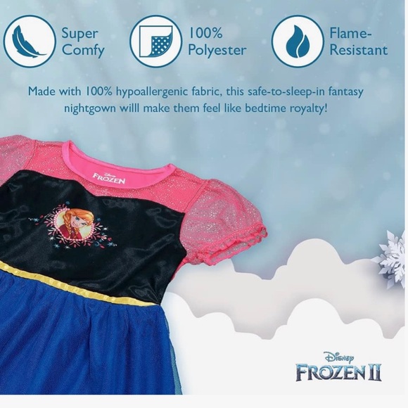 Disney Girls' Frozen Fantasy Gown Nightgown, HAPPY ANNA size 3T or 4T - Picture 2 of 5